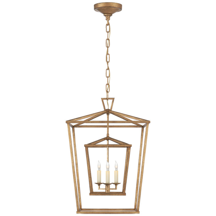 Golden Iron 3-Light Indoor Lantern Chandelier