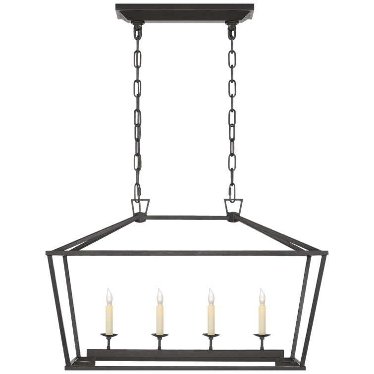 Elegant Aged Iron and Crystal Island Chandelier, 30 in