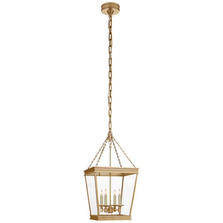 Elegant Launceton Antique-Burnished Brass Glass Lantern Pendant