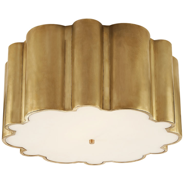 Natural Brass Drum Flush Mount Ceiling Light