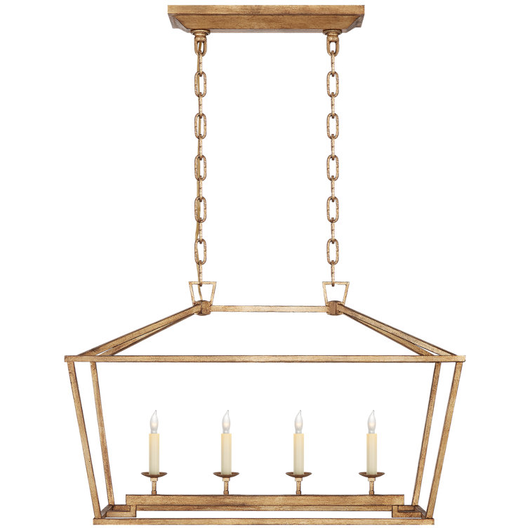 Golden Iron 4-Light Rectangular Island Chandelier