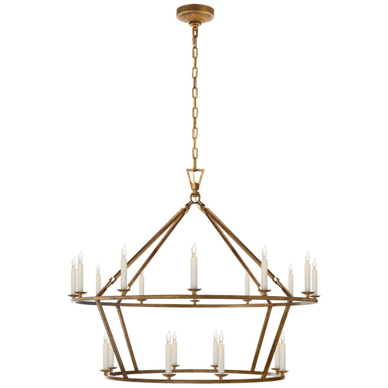 Elegant Nickel and Crystal 33" Plug-In Candle Chandelier