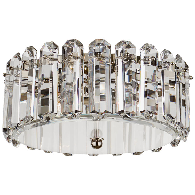 Elegant Crystal and Nickel 18" Drum Ceiling Light for Indoor/Outdoor