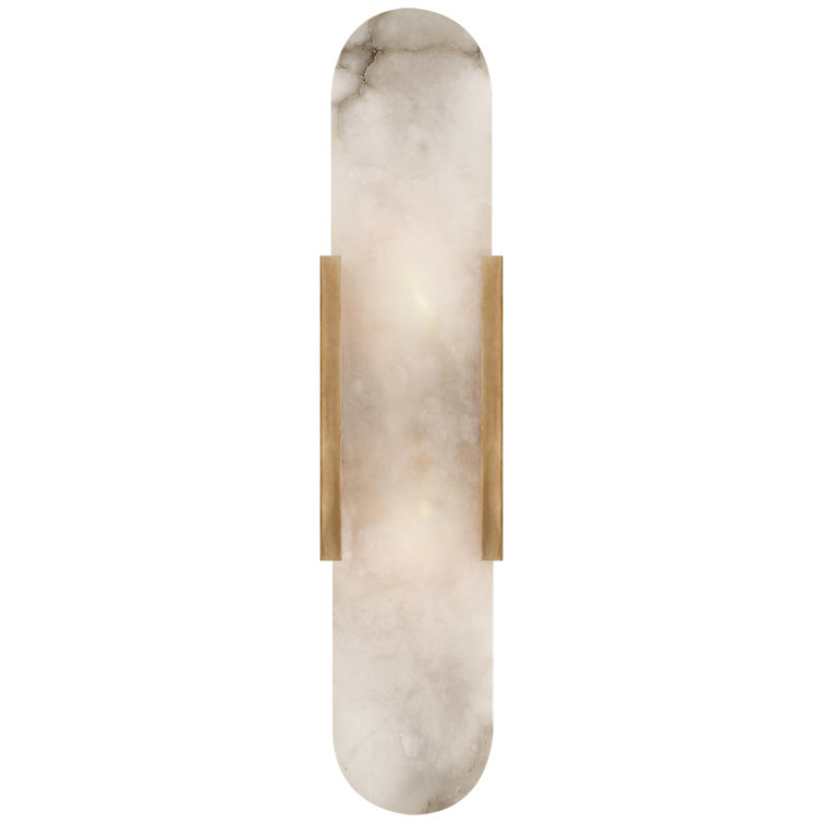 Antique-Burnished Brass and Bronze 20" Sconce with Alabaster Shade