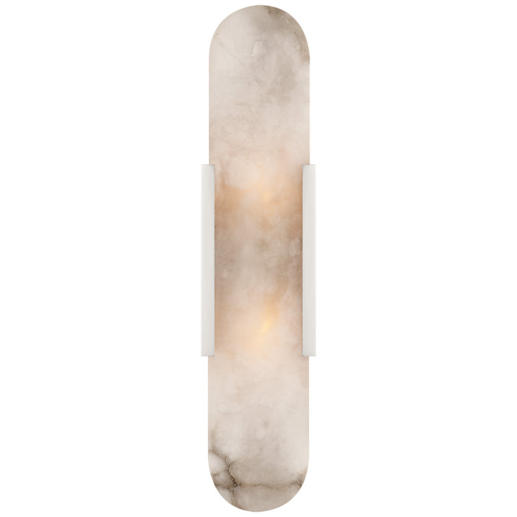 Polished Nickel 20" Alabaster Shade Wall Sconce