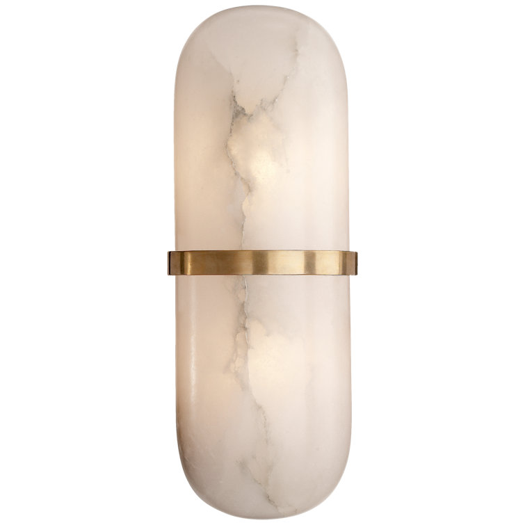 Antique Brass and Alabaster Pill-Shaped Sconce