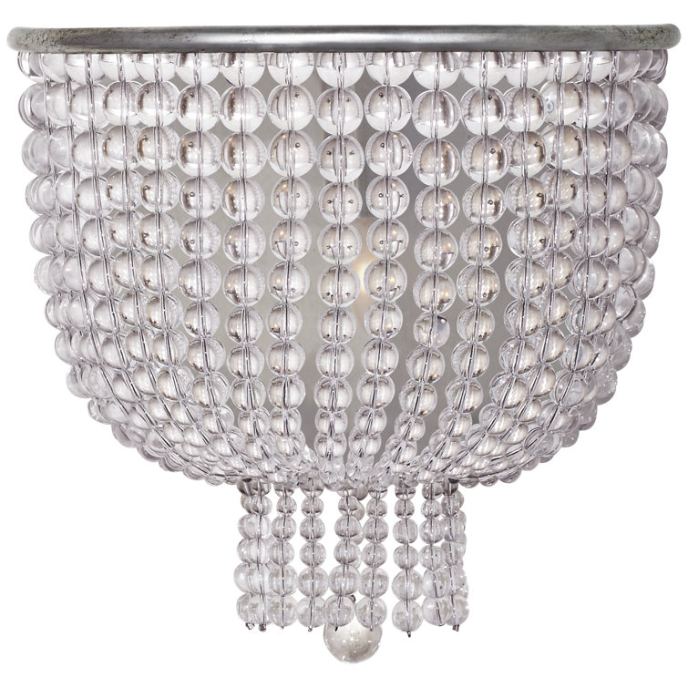 Jacqueline Waterfall Glass Bead 10'' Burnished Silver Sconce