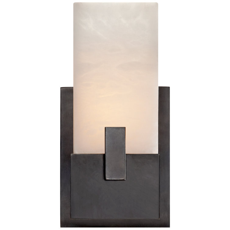 Alabaster Stone and Metal 10.75" Outdoor Sconce in Bronze and Black