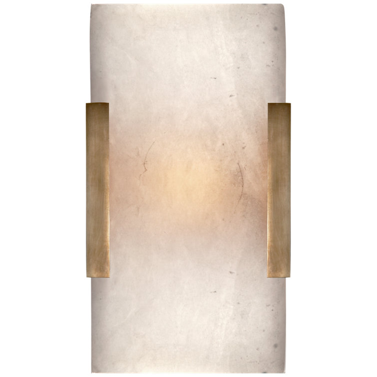 Antique-Burnished Brass Covet Outdoor Bath Sconce with Alabaster Glow