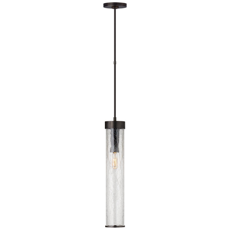 Liaison Crackled Glass 18.75" Bronze Mini Pendant Light