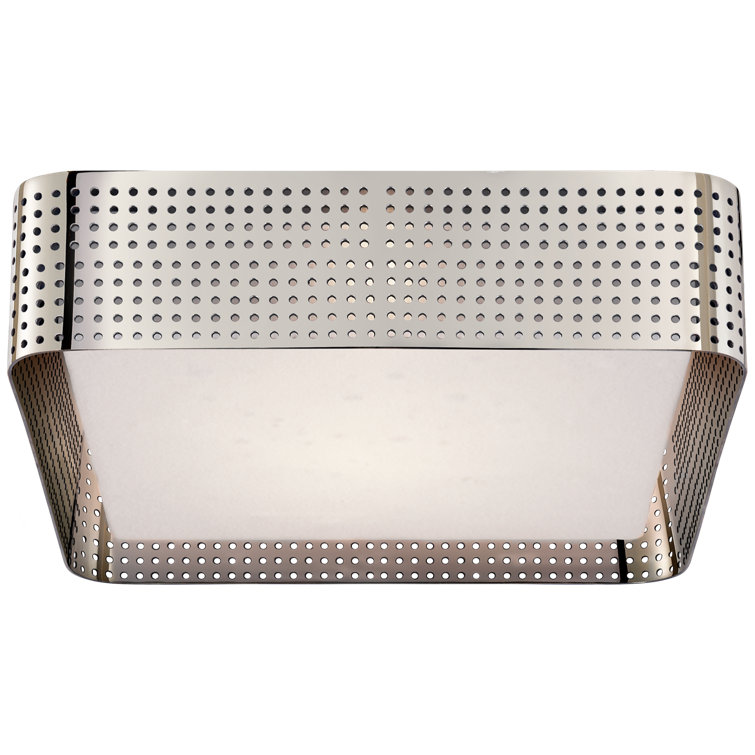 Precision Large 12.5" Polished Nickel Square Flush Mount with Glass Diffuser
