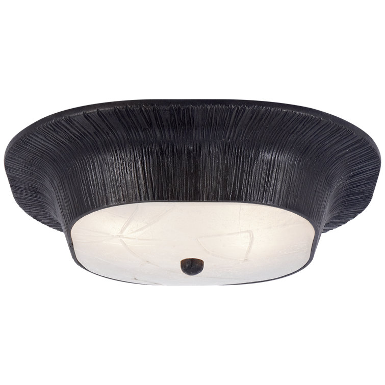 Utopia Aged Iron and Fractured Glass 14" Flush Mount Ceiling Light