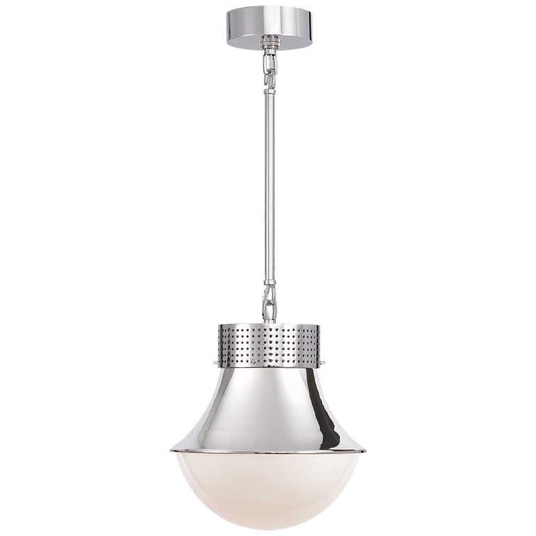 Polished Nickel Glass 12" Pendant Light