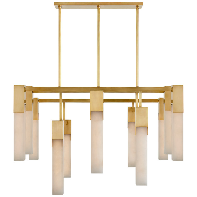 Antique-Burnished Brass 44" Modern Alabaster Chandelier