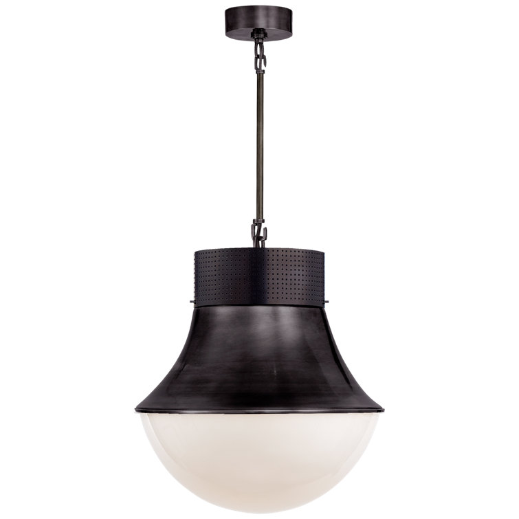Elegance Precision Bronze 19" Indoor/Outdoor Pendant with White Glass Shade