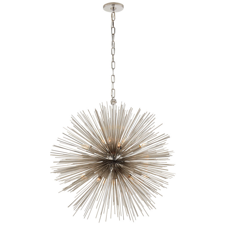 Strada Radiant Quill 20-Light Polished Nickel Crystal Chandelier