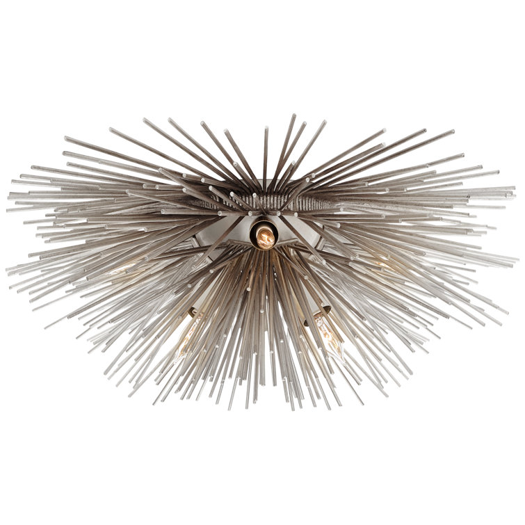 Strada 6-Light Flush Mount in Burnished Silver Leaf with Crystal Accents