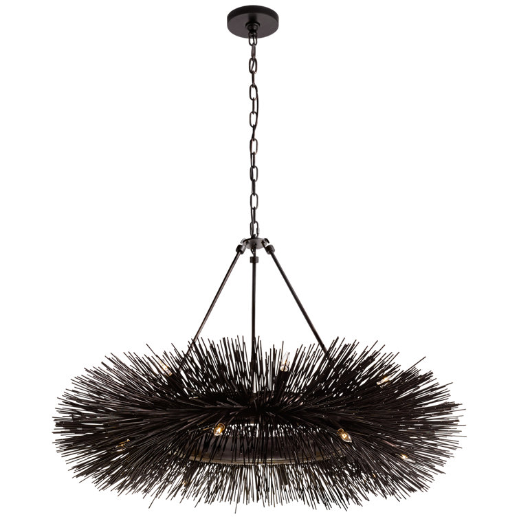 Strada Nickel 16-Light 40" Crystal Plug-in Chandelier