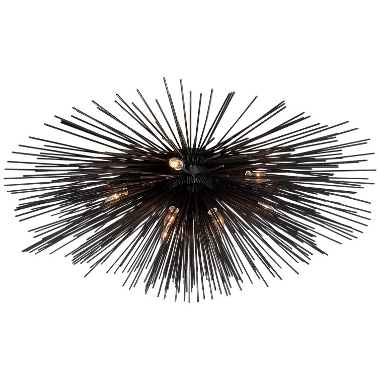 Astral Glow 40" Aged Iron & Crystal 10-Light Flush Mount