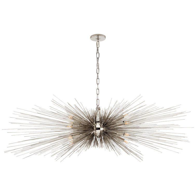 Strada Polished Nickel 60" Crystal Burst Linear Chandelier