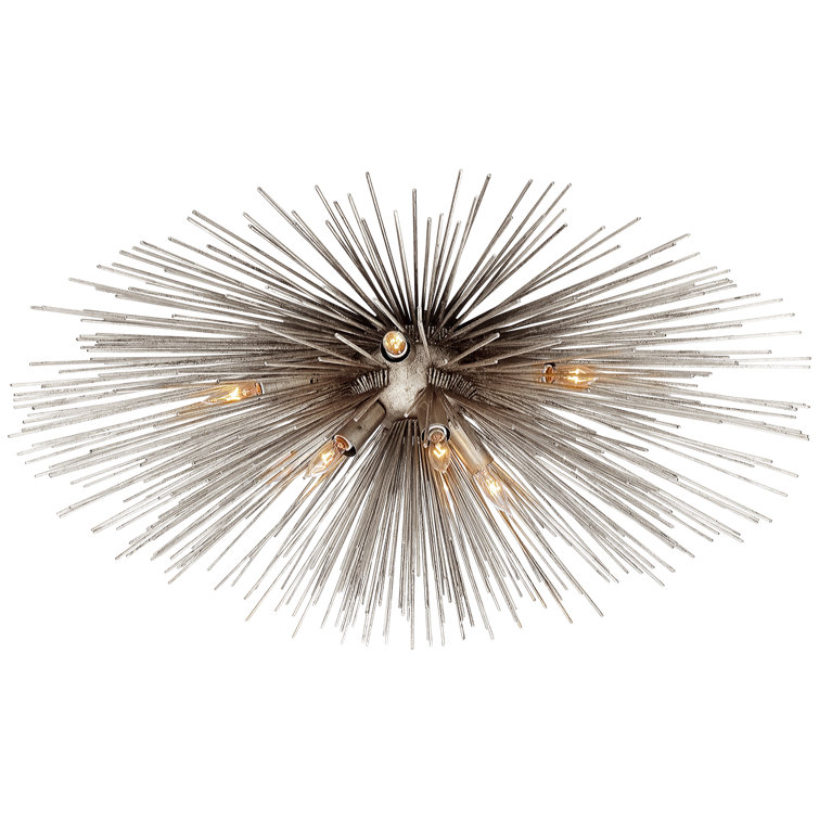 Strada Burst Silver Leaf 28" Flush Mount Ceiling Light