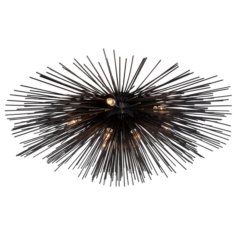 Aged Iron and Crystal 28" Flush Mount Ceiling Light