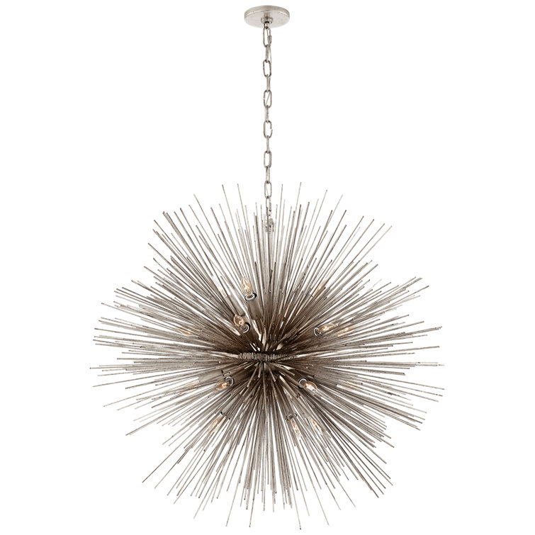 Strada Nickel Crystal 20-Light Round Plug-in Chandelier