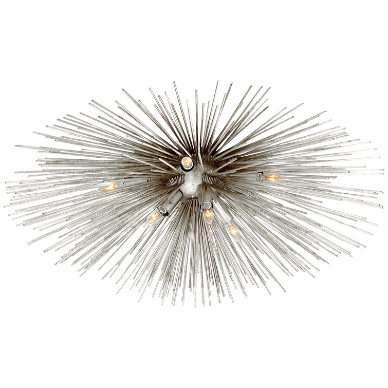 Burnished Silver Crystal 40" Flush Mount Ceiling Light
