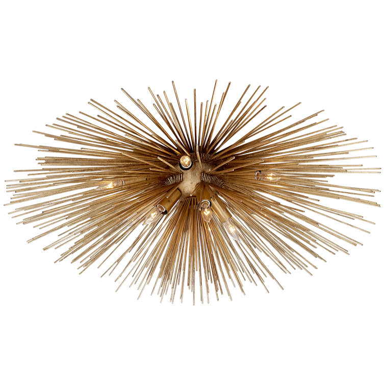 Strada Medium Crystal Burst 10-Light Gilded Silver Flush Mount