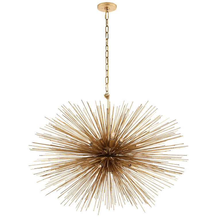 Gold 20-Light Crystal and Nickel Chandelier