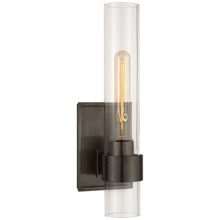 Bronze and Black Dimmable Wall Sconce with Clear Glass Shade