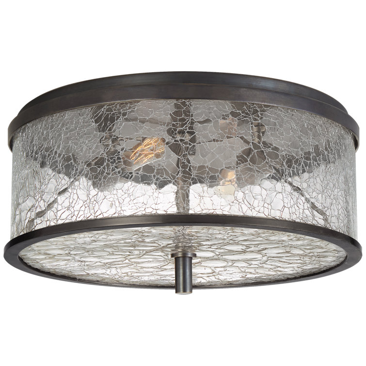 Liaison Bronze Circular Fractal Glass 12" Flush Mount