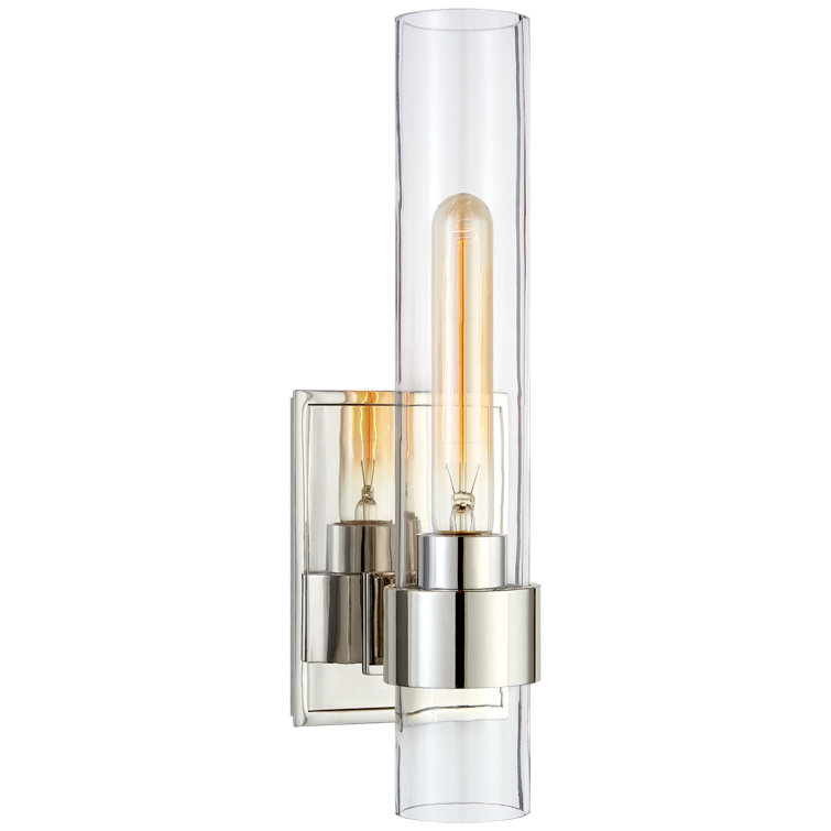Presidio Polished Nickel 14" Direct Wired Sconce with Clear Glass Shade