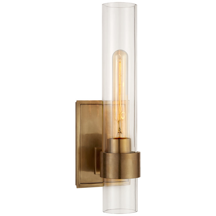 Hand-Rubbed Antique Brass and Glass Wall Sconce