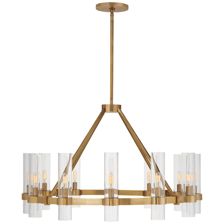 Hand-Rubbed Antique Brass 12-Light Crystal Candle Chandelier