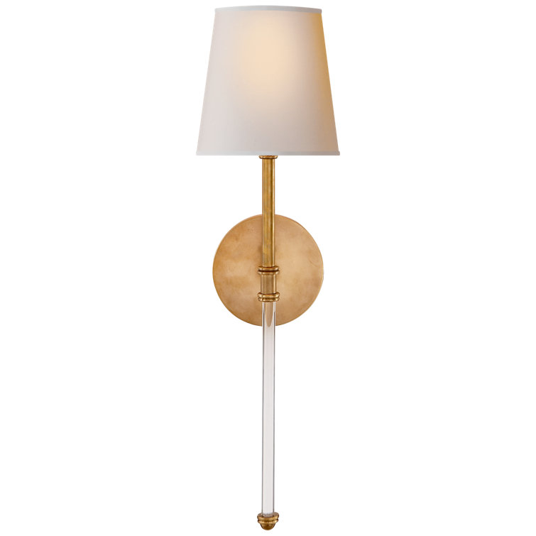 Hand-Rubbed Antique Brass and Fabric Wall Sconce