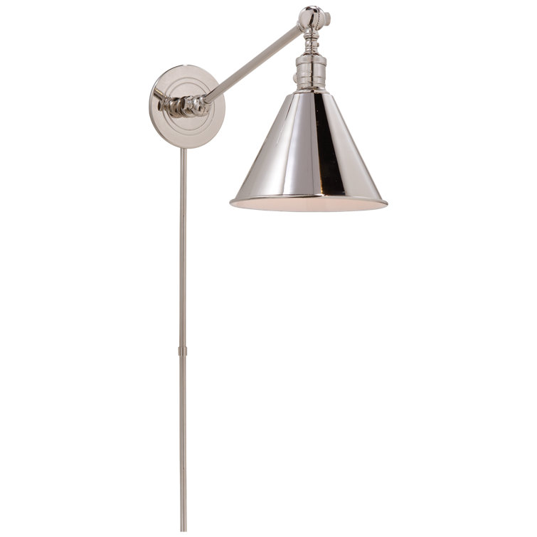 Elegant 11'' Polished Nickel Dimmable Library Sconce