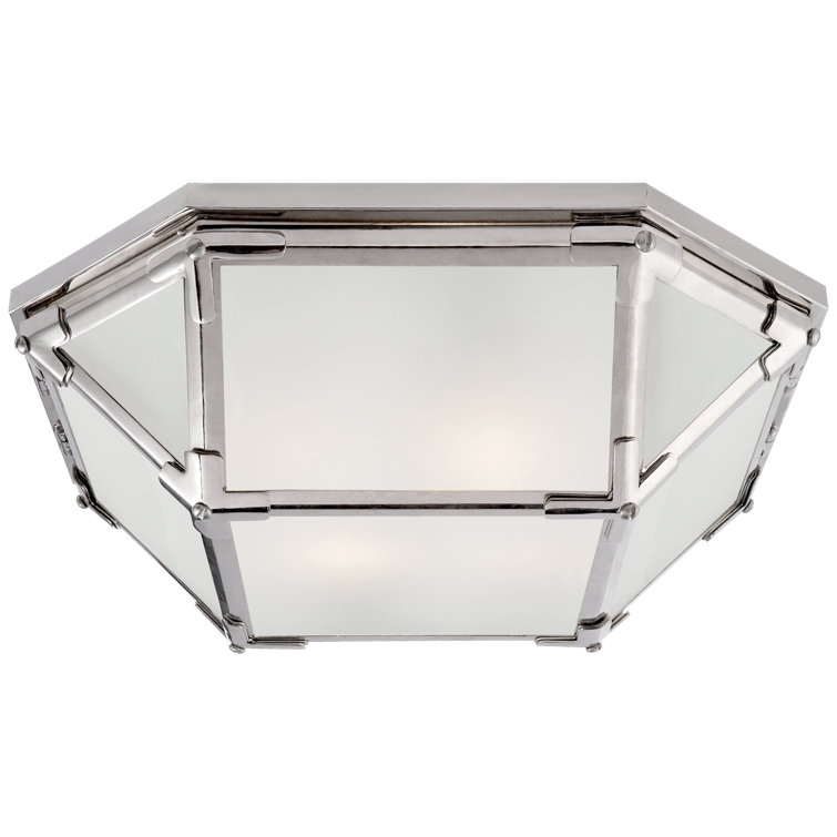 Morris Geometric Frosted Glass & Polished Nickel Flush Mount Light