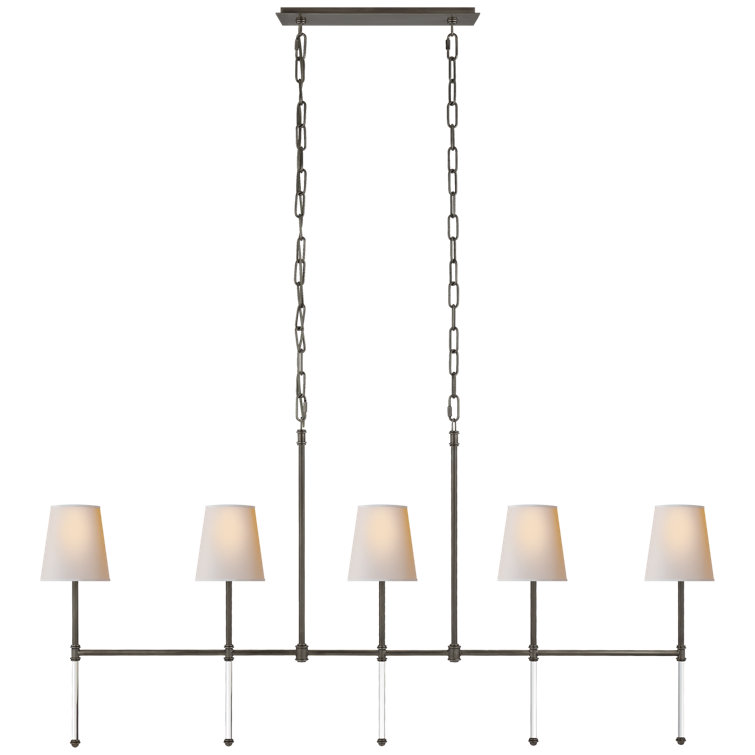 Camille Bronze Crystal 5-Light Pendant with Paper Shades