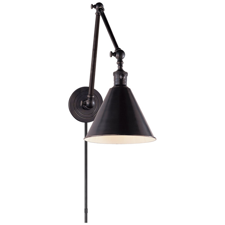Sophisticated Bronze and Black Swing Arm Library Lamp