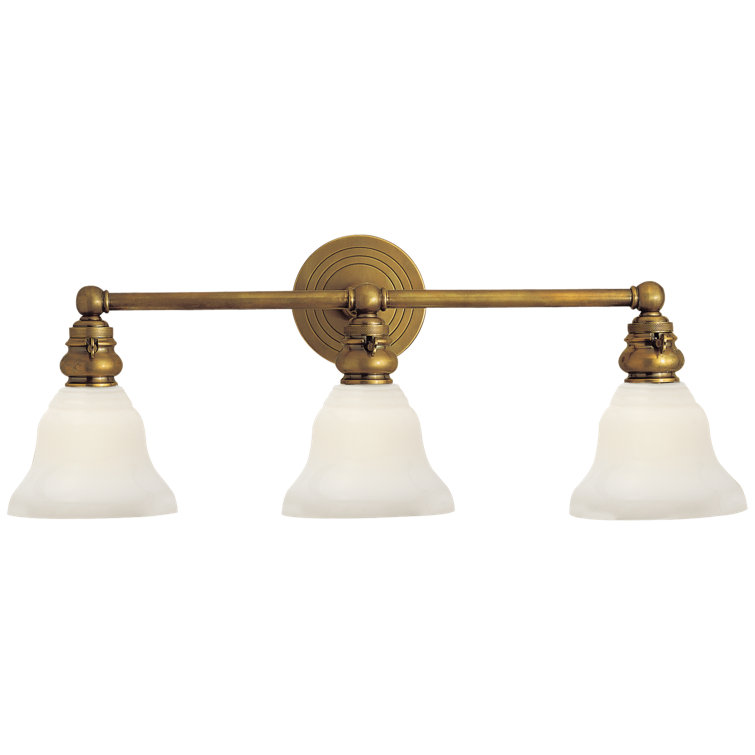 Antique Brass 3-Light Vanity Fixture with Frosted Glass Shades