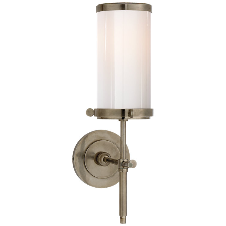 Bryant 14" Dimmable Outdoor Nickel Bath Sconce with White Shade