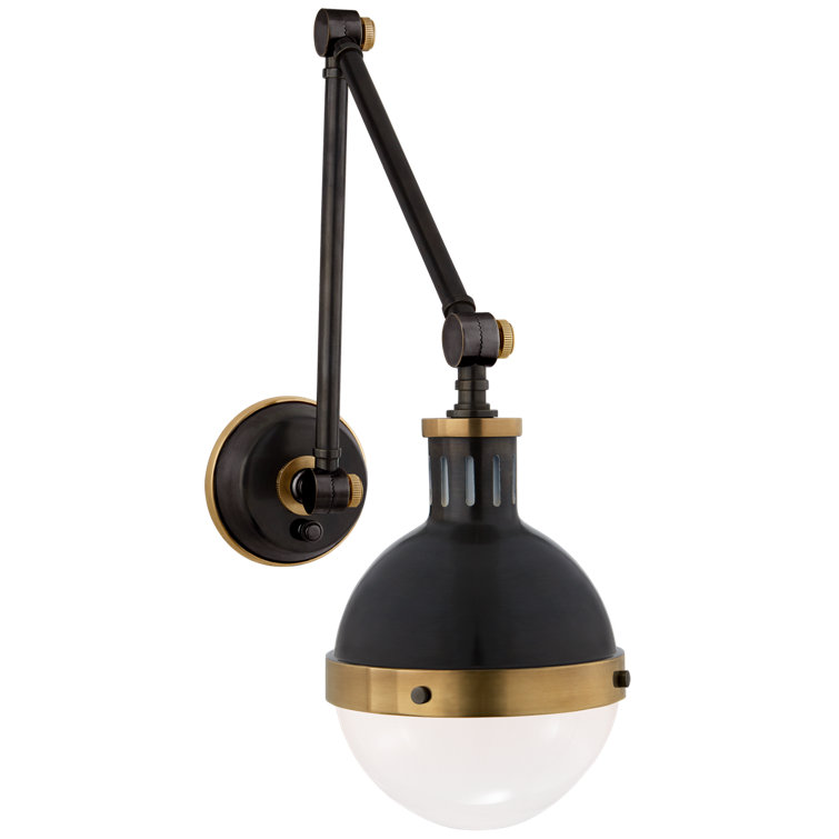 Hicks Bronze & Antique Brass Swing Arm Wall Sconce with Glass Diffuser