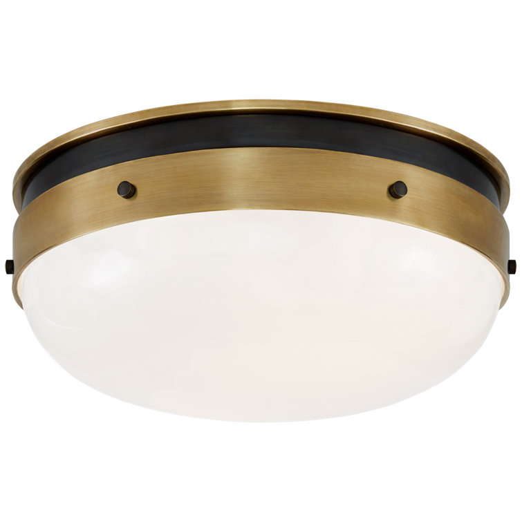 Bronze and Antique Brass 13'' Globe Flush Mount Light