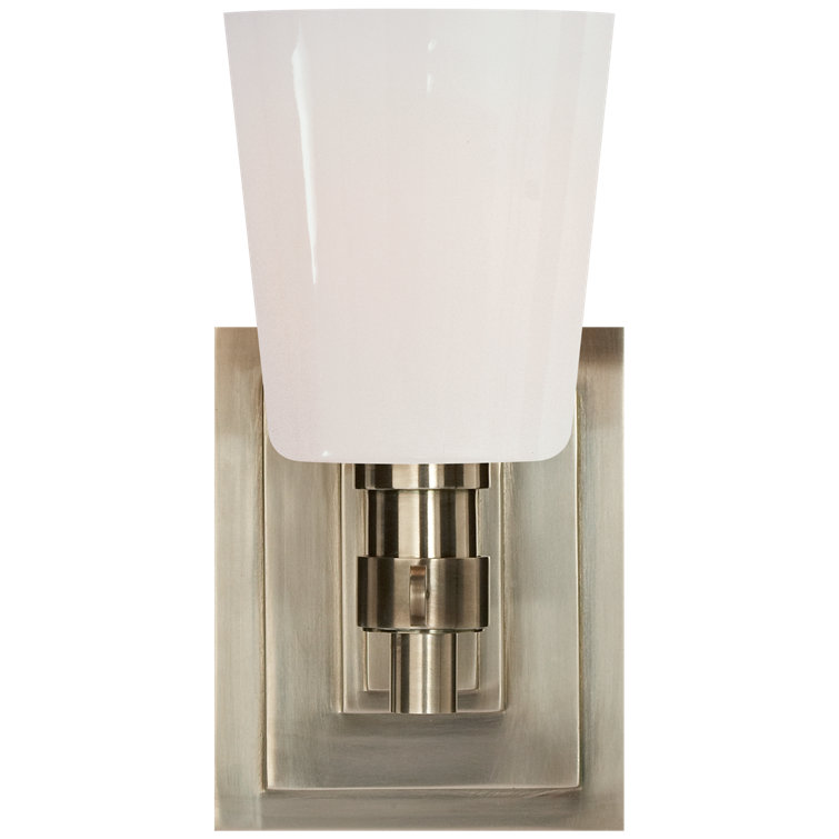 Antique Nickel Dimmable Outdoor Bath Wall Sconce, 8" Height