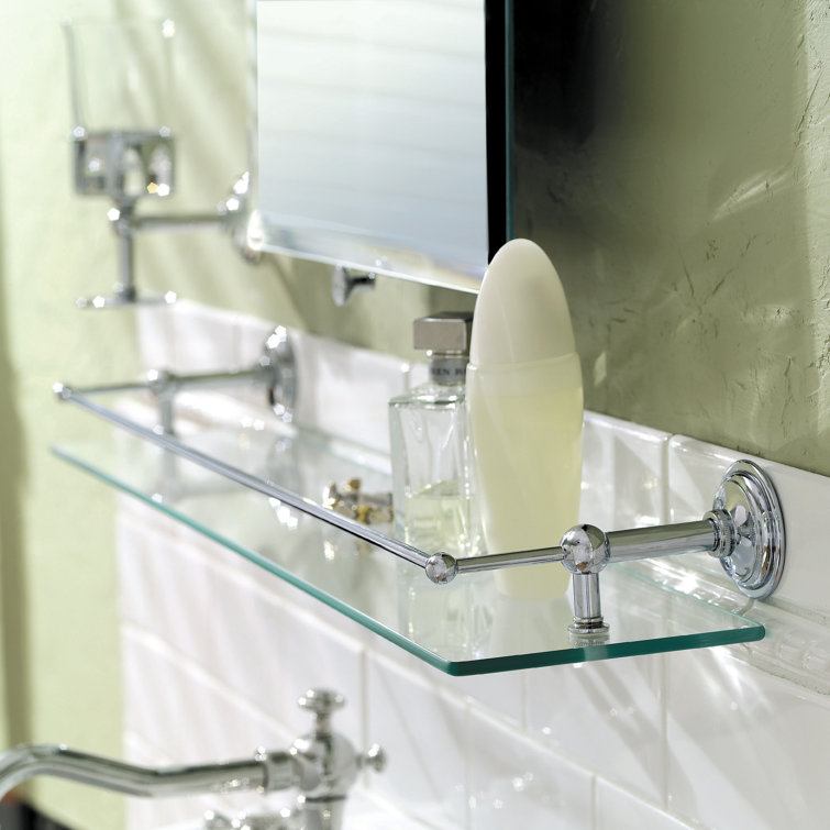 London Terrace Polished Nickel 29" Glass Wall Shelf