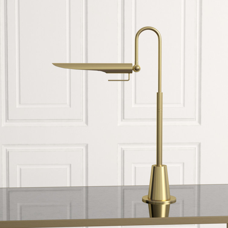 Adjustable Raven Task Lamp in Natural Brass with Sleek Lines