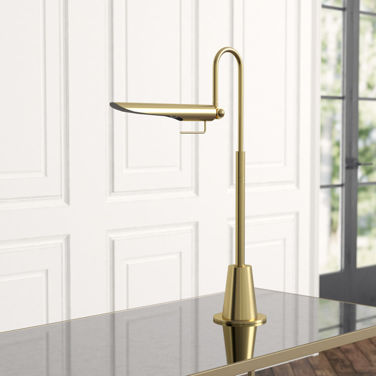 Adjustable Raven Task Lamp in Natural Brass with Sleek Lines