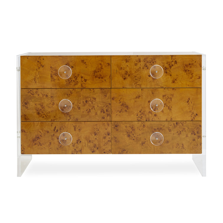Burled Mappa White Double Dresser with Soft Close Drawers