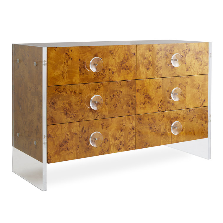 Burled Mappa White Double Dresser with Soft Close Drawers